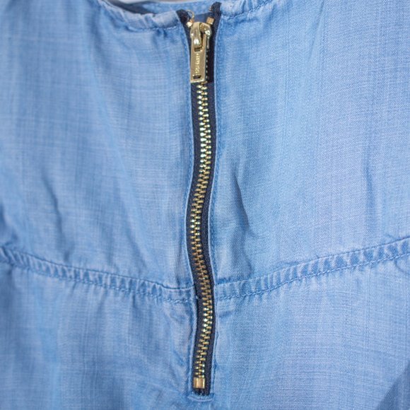 Guess A-Line Ruffle Off The Shoulder Chambray Top Color: Blue Size: M - Picture 6 of 9